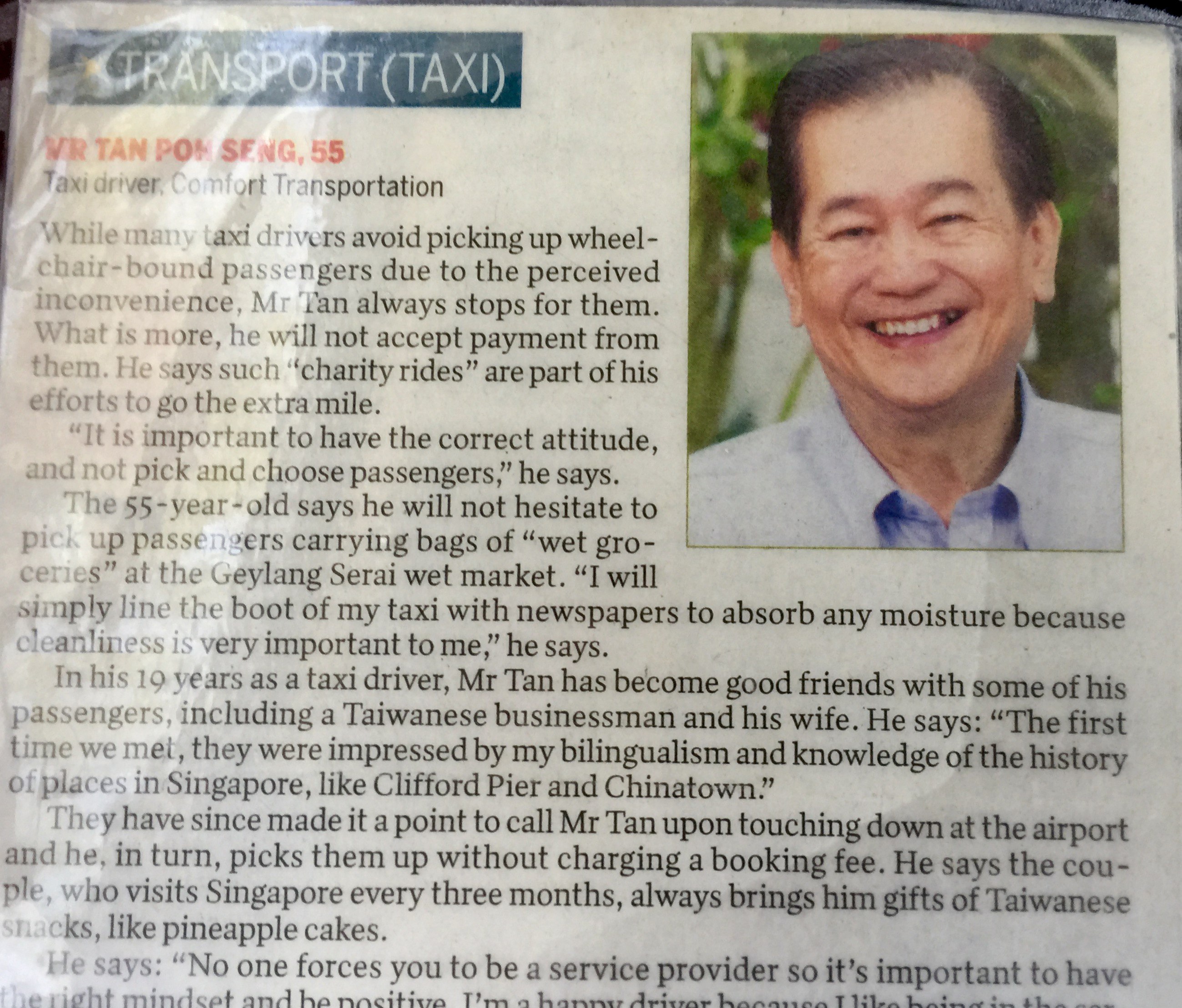 Just When You Least Expect It Kindness Sneaks Up and Finds You –  A Chance Meeting with Singapore’s Nicest Taxi Driver